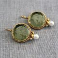 Elegant Vintage Geometric Pearl Pendant Drop Earrings Women Exquisite Hanging Piercing Earring Wed Bridal Jewelry .
