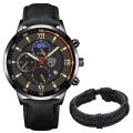 2PCS Set Fashion Mens Sports Watches Man Business Leather Bracelet Quartz Watch Luxury Men Casual Luminous Clock Reloj Hombre. 