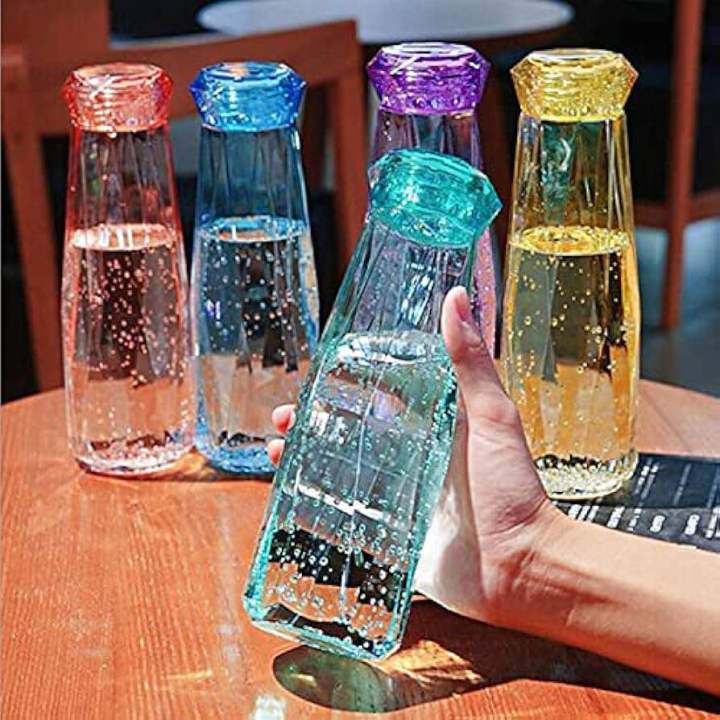 Diamond shaped clear Glass Water Bottles,480ml, 400ml 500ml styles Glass Water bottles