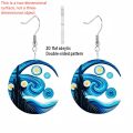 1 pair of Van Gogh starry sky pattern acrylic earrings, moon black cat unique ladies earrings, very suitable for daily party wea. 