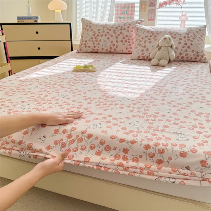 1pc%20Floral%20Fitted%20Bed%20Sheet%20Flower%20Printed%20Washed%20Cotton%20Bed%20Sheet%20with%20Elastic%20Single/Queen/King%20Size%20Bed%20Fitted%20Sheets%20-%20Image%207