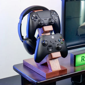 Bilashmart Wood Headphone Stand Gaming Headset Holder for Desk Display Gaming Accessories Gift for Airpods PS5 Xbox
