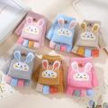 Kid's Warm Thick Flip Half Finger Gloves Boys Girls Winter Warm Gloves Cartoon Cute Rabbit Gloves Daily Crawling Outing Gloves.