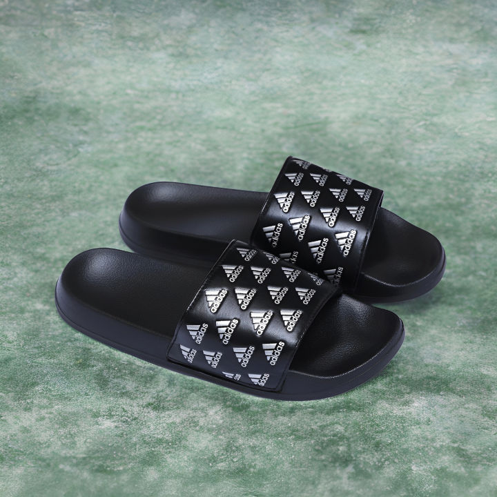 Mens Premium Slide Sandals – Black with Iconic Triple Stripe Logo