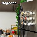New Magnetic Spice Jar Set Stainless Steel Spice Tins Spice Storage Container Pepper Seasoning Sprays Tools with Spice Label. 