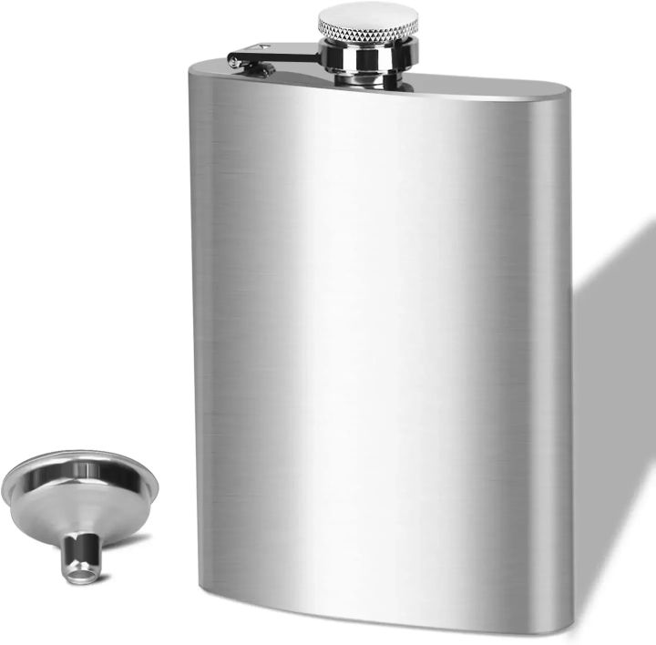 LMETJMA 4/7/10 oz Stainless Steel Hip Flask with Funnel Pocket Hip Flask Alcohol Whiskey Hip Flask Screw Cap KC0139