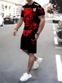 Hot Selling Men's Breathable Casual Short-Sleeved Shorts Set 3D Printed Outdoor Urban Street Top Shorts Casual Two-Piece Set. 