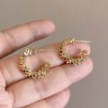 Trendy Gold Hoop Earrings for Women | Korean Style Premium Gold Plated Lightweight Earrings | Daily & Party Wear Jewellery. 