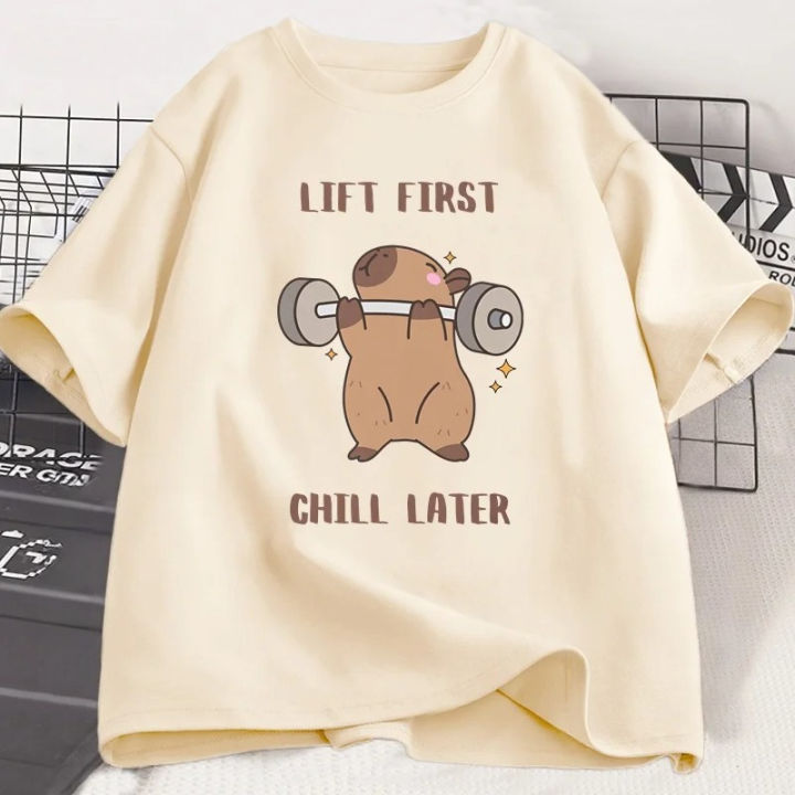 Capybara Gym T-Shirt Women Sports Tee Workout Fitness T Shirt Top Unisex Softstyle Women Tshirt Clothes Women Clothing