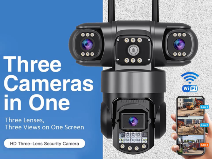 15 MP =5MP+5MP+5MP  Ptz Wifi Outdoor Security  Camera Lens, 3 Screen, CCTV,Color Night Vision Auto Tracking, Waterproof15MP WiFi Camera with Three Lens Three Screen Color Night Vision PTZ Outdoor Waterproof Security IP Camera CCTV Surveillance Cam