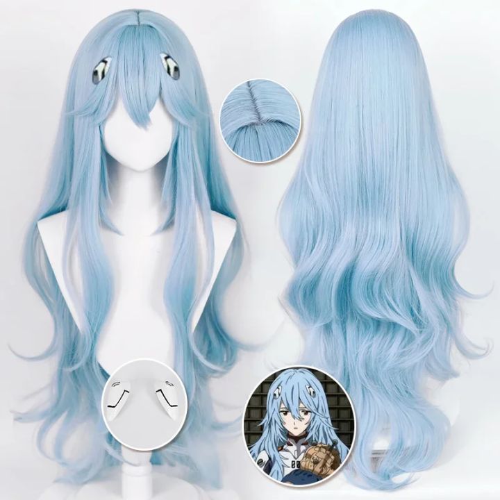 Anime New Rei Ayanami Cosplay Wig EVA Cosplay Long Wave Blue Wig EVA Cosplay Wigs Heat Resistant Synthetic Hair Wigs