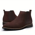 Men's Fashionable Frosted round Toe Mid-Top Chelsea Boots Slip-On Casual Boot Style.