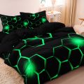 3pcs Geometric 3D Hexagonal Honeycomb Pattern Duvet Cover Set, Digital Print Colorful Polyester Bedding with Zipper Closure. 