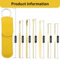 Ear Wax Cleaning Kit, 6 Pcs Ear Pick Tools, Wax Removal Kit, Ear Cleaning Tool Set, Spring Earwax Cleaner Tool Ear Wax Remover, Reusable Ear Cleaner for Children and Adult  Multifunction Portable Personal Beauty Care with Portable Fashion Leather Bag. 