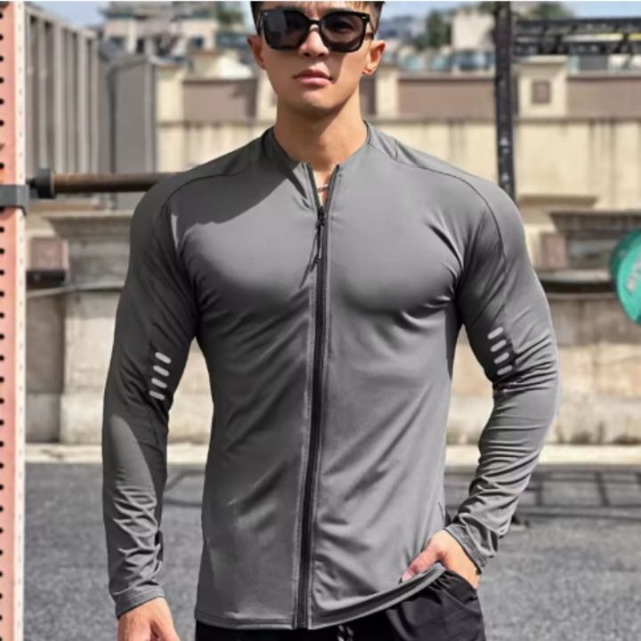 spring autumn Jacket Men Fitness Sportswear Gym Training long sleeve Sweatshirt Jogging Male coat Cardigan zipper running Jacket