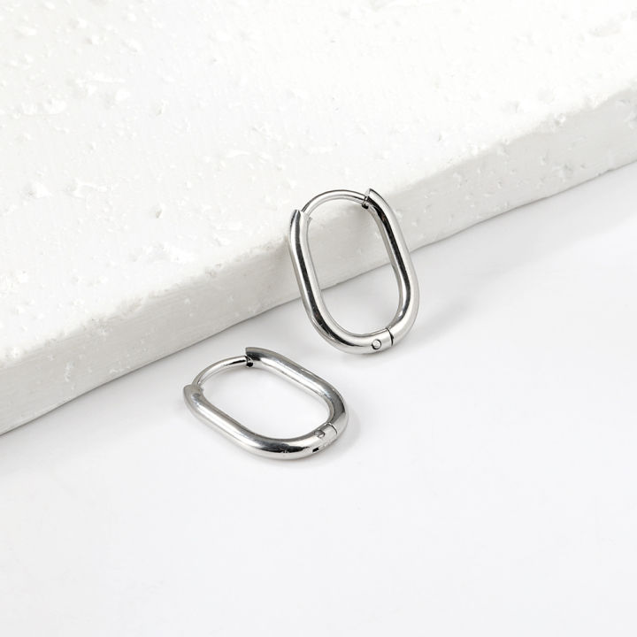LUXUKISSKIDS%20Fashion%20Oval%20Hoop%20Earrrings%20Stainless%20Steel%20Elliptic%20Shape%20Silver/Gold%20Color%2020MM%20Big%20Round%20Clips%20Smooth%20Mental%20Ear%20-%20Image%206