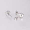 LUXUSTEEL Twist Back Round Cubic Zirconia Stud Earrings Stainless Steel Anti-allergy For Women Men 3mm to 7mm Christmas Party.