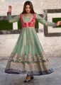 formal party and wedding wear embroidered organza stitched koti maxi 2 piece dress. 
