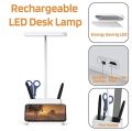 LED Desk Lamp with Pen & Phone Holder 3 Color Modes & Stepless Dimming USB Rechargeable Book Reading Light,Eye-Caring Study Lamp for Kids, Touch Table Lamp with Flexible Gooseneck for Home and Office. 