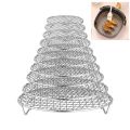Round Air Fryer Rack Stackable Stainless Steel Grid Grill BBQ Net with Foot Cooling Rack Steam Baking Rack For Home Kitchen. 