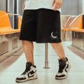 M-8XL Oversized Shorts Men China-Chic Style Moon Printed High Street Loose Couple Five-point Shorts Basketball Short Pants. 