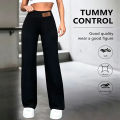 Womens High Waisted Straight Leg Pants Stretchy Black Solid Commuting Trousers Color Elegant And Essential For Office Wear Jeans.