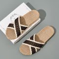 Summer Men Slippers Lightweight Indoor Home Slippers Antislip Bedroom Shoes Soft Bottom Flat Sandals Fashion Linen Slippers. 