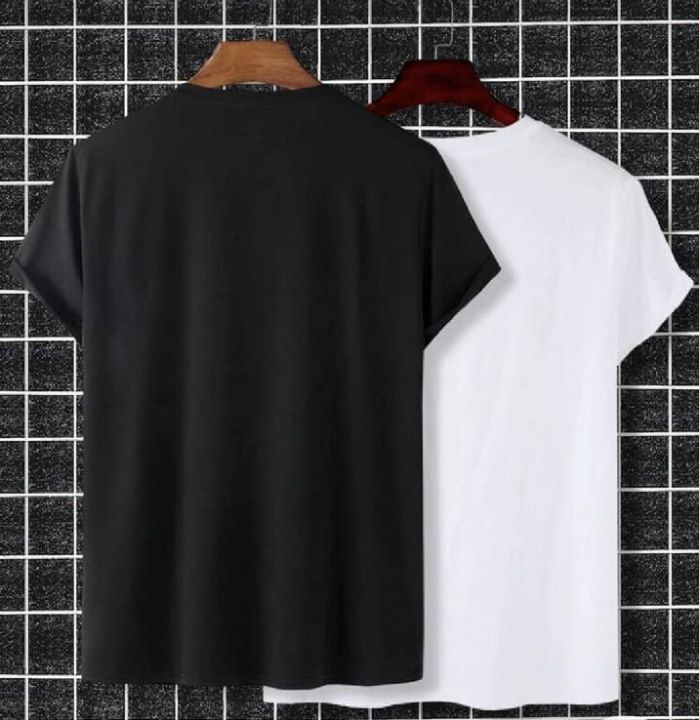 100%25%20Cotton%202%20Pic%20T-Shirt%20Balak%20And%20white%20For%20Mans%20-%20Image%202