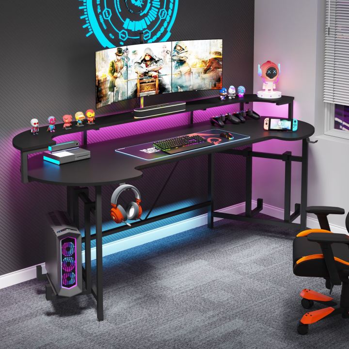 75" Gaming Desk Computer Desk with Monitor Shelf Customized Gaming