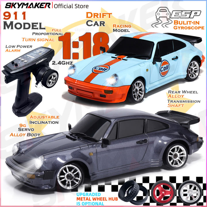 Skymaker LDRC 1/18 RC Drift Car LD1898 911 Mode 2.4GHz with Gyroscope on-Road Alloy Body Shell Racing Car for Children