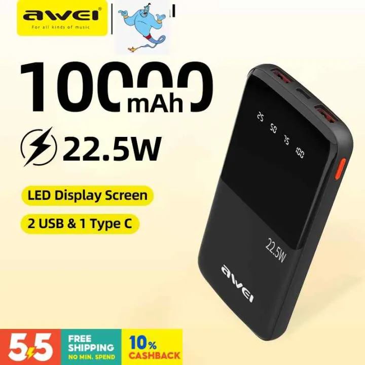 Awei%20P10K%2010000mAh%20Fast%20Charing%20Powerbank%2022.5W%20Power%20Bank%20-%20Image%204