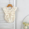 Baby Summer Cherry Print Jumpsuit Short Sleeve Triangle Jumpsuit Girl Baby Sweet Cute Jumpsuit with Bow for Summer Toddlers Baby. 