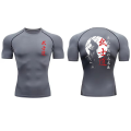 Japan Samurai Spirit Short Sleeve Compression Shirts for Men Summer Athletic Quick Dry T-shirts Gym Workout Running Tees RL00229.
