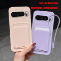 Case for Google Pixel 10 Pro 9 8 Liquid Silicone Card Holder Soft Phone Skin Cover 10 Pro XL Shockproof Back Pocket Wallet Funda.