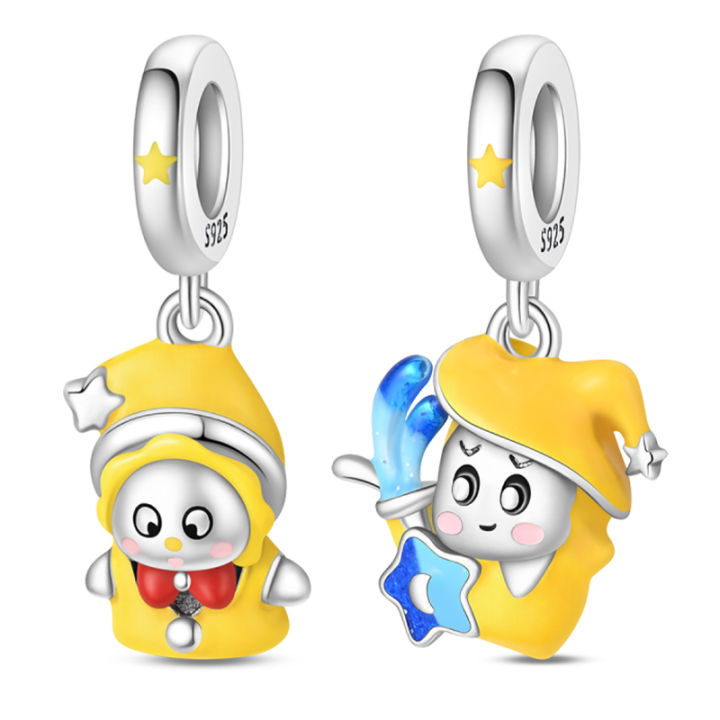 Original 925 Sterling Silver Cute Baby Wisher Charms Beads Fit DIY For Women Girls Fine Birthday Family Pretty Jewelry
