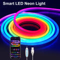 Neon LED Strip Lights 1/2/3M Silicone Neon Rope Light Music Sync DIY APP RGB Multicolor Chasing Strip Tape for Room Wall Decor. 