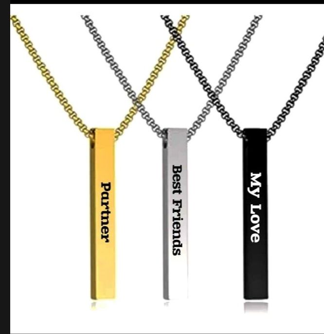 Customized Bar Locket with Free Name Engraving – Premium Quality Metal Locket in 3 Colors with Gift Box