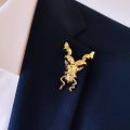 Markhor 3D Metal Lepal Pin Brooch National Animal Markhoor { Snake Hunter } Silver Golden Brooch for Men and Women. 