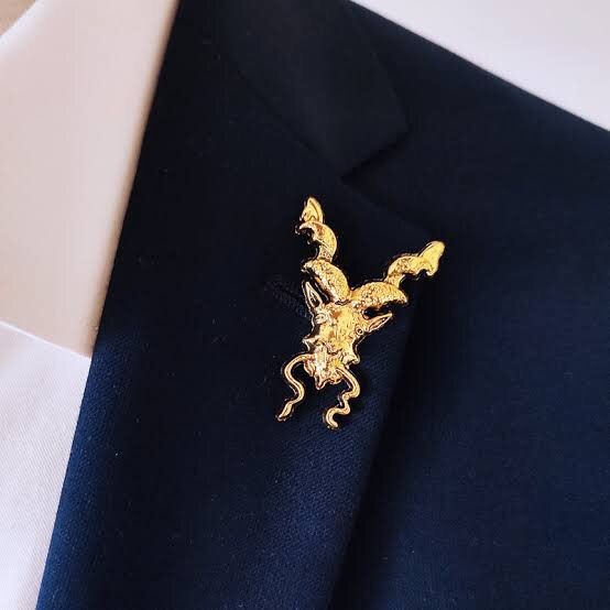 Markhor 3D Metal Lepal Pin Brooch National Animal Markhoor { Snake Hunter } Silver Golden Brooch for Men and Women