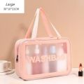 3pc Set Cosmetic Bag Pouch Transparent PVC Travel Toiletry Makeup Wash Bag. 