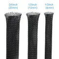 3m/9.85ft PET Expandable Braided Sleeving Flexible Wire Mesh Sleeve Black For TV Audio PC Cords Protect From Pets Chewing. 