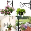 Iron Garden Wall Hanging Stand - Flower Plant Pot Bracket Hook Shelf Stand Holder - hanging light stand. 