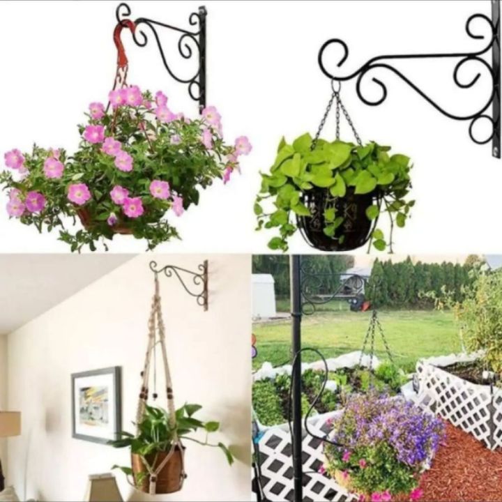 Iron Garden Wall Hanging Stand - Flower Plant Pot Bracket Hook Shelf Stand Holder - hanging light stand