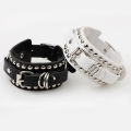Black Leather Wristband Bracelet Cuff Goth Gothic Punk Bracelets Women Men Spikes Rivet Stud Bangle Cosplay Rock Unisex Jewelry.