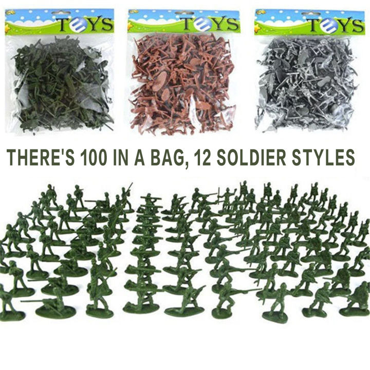 Military Toy Soldiers Set Army Green Silver Maroon 2 3 8cm Plastic Model Figures for Teens 7 14 Years Old OPP Bag Packaging