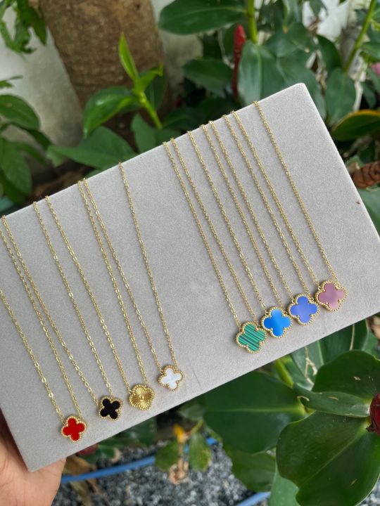 Clover Necklaces 18k gold plated waterproof | Daraz.lk