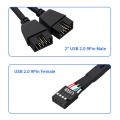 Motherboard USB 2.0 9pin Header 1 to 2 Extension Hub Splitter Adapter Converter.