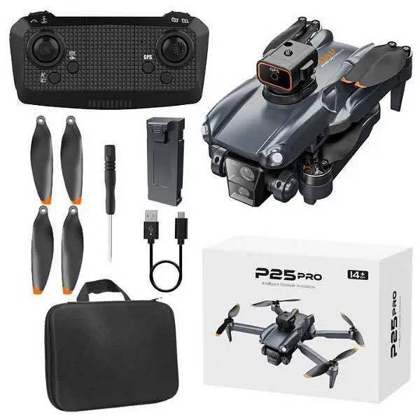P25 Pro Dual HD Cam Quadcopter with Brushless Motor and Obstacle Avoidance Sensors - FVP 3-axis Gyro Best For Kids and Beginners