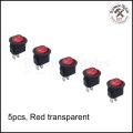 5Pcs 16mm Diameter Small Round Boat Rocker Switch Black Mini Round Black  Red 2Pin On Off Rocker Switch (Color : Red/Black 5PCS). 