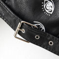 Fitaylor Autumn Winter Women Graffiti Print Faux Leather Jacket Lady Moto Bike PU Leather Coat Casual Rivet Jacket with Belt.